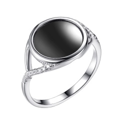 Кольцо серебряное с черной керамикой "Затмение"
