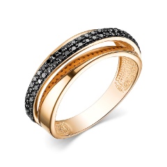 Кольцо золотое с черными бриллиантами