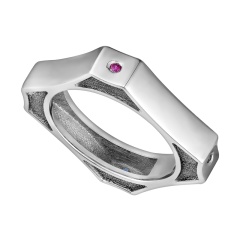 Кольцо серебряное с бриллиантом нанокристаллом изумруда