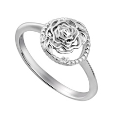 Кольцо серебряное "Роза" с бриллиантом