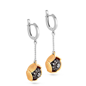 Серьги из серебра 925 пробы с фианитами,позолота