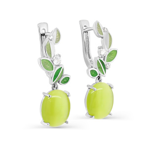 Серьги из серебра 925 пробы с фианитами и улекситом