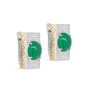 Серьги из серебра 925 пробы с ониксом и фианитами