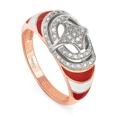 Кольцо золотое "Флоренция" с эмалью и бриллиантами