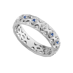 Кольцо серебряное с бриллиантом и наносапфирами