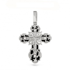 Крест серебряный с фианитами и эмалью