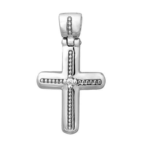 Подвес крест серебряный с бриллиантом