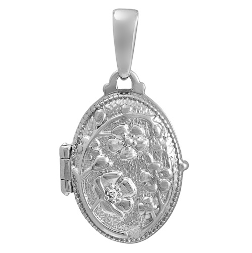 Медальон серебряный с бриллиантом